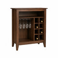 Mobile Bar in Legno di Quercia Marrone con Portabottiglie e Portabicchieri